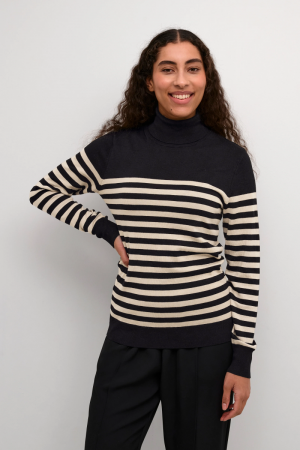 KALIZZA STRIPED ROLL NECK BLACK