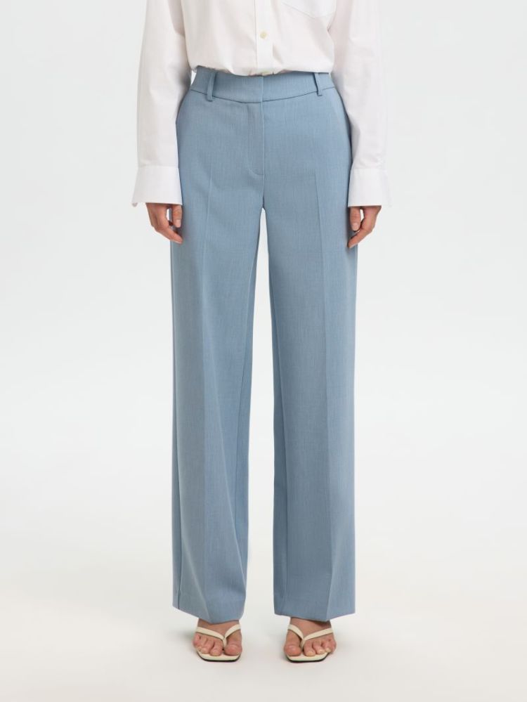 SLFRITA WIDE PANTS DUSTY BLUE