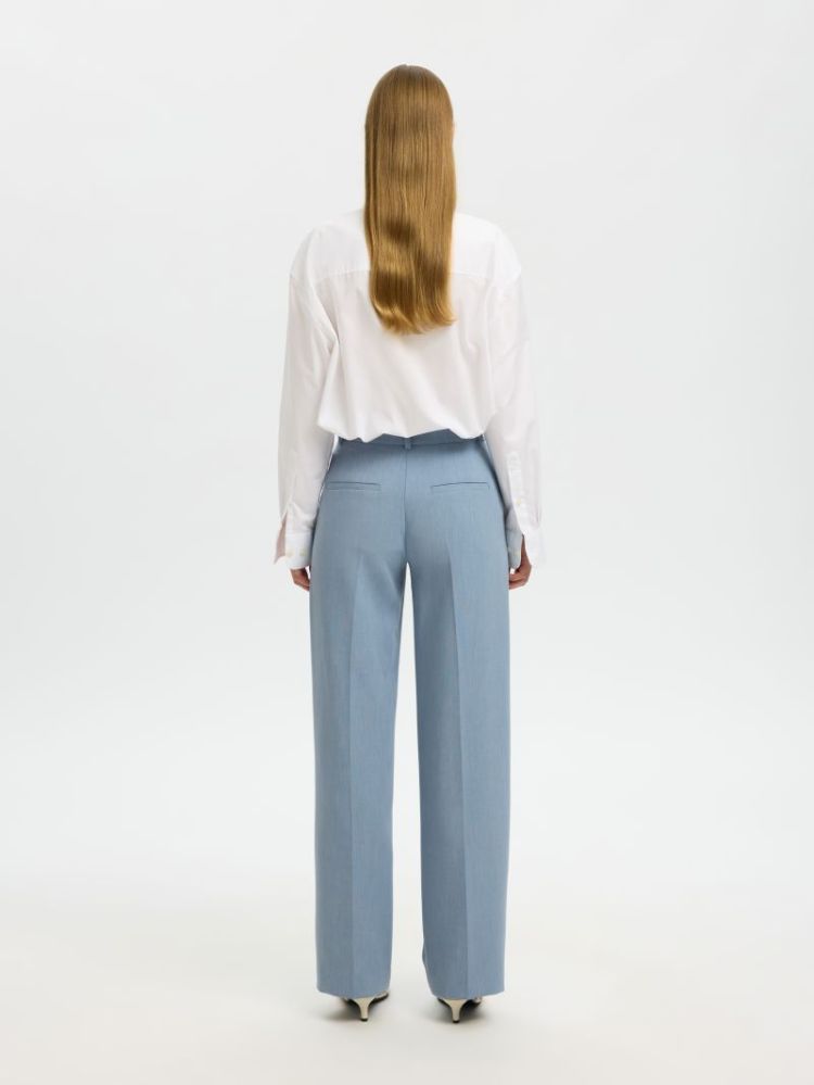 SLFRITA WIDE PANTS DUSTY BLUE