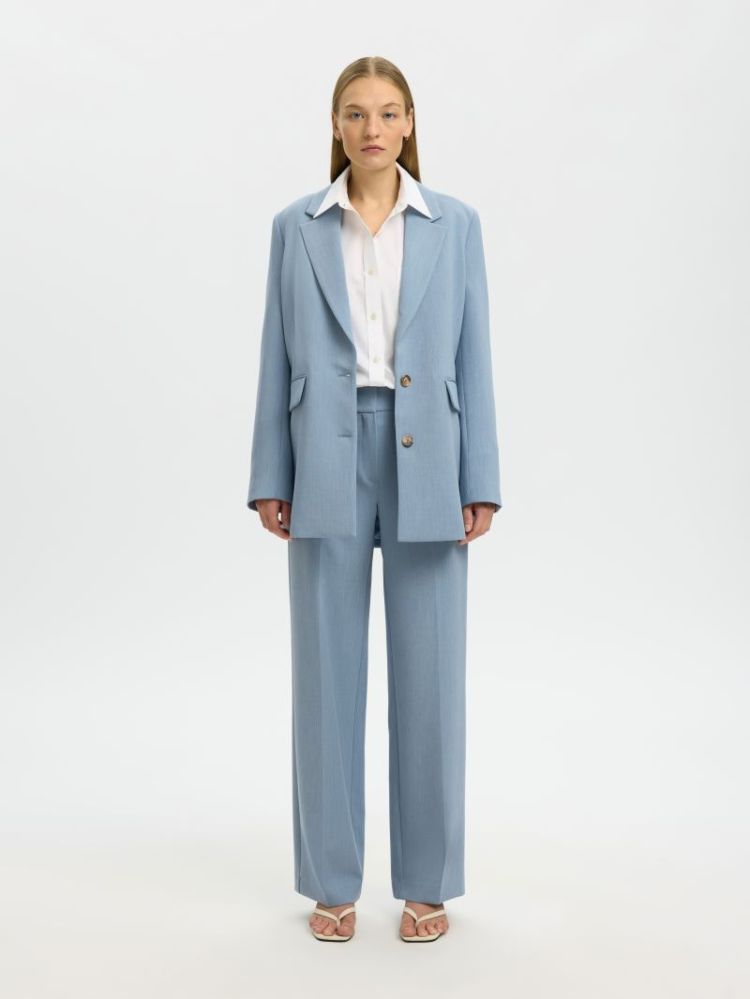 SLFRITA WIDE PANTS DUSTY BLUE